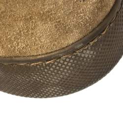 Pre Owned Bottega Veneta Olive Green Intrecciato Suede Dodger Slip On Sneakers Size 44.5