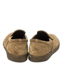 Pre Owned Bottega Veneta Olive Green Intrecciato Suede Dodger Slip On Sneakers Size 44.5