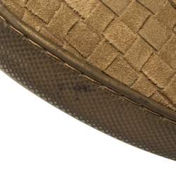 Pre Owned Bottega Veneta Olive Green Intrecciato Suede Dodger Slip On Sneakers Size 44.5