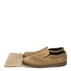 Pre Owned Bottega Veneta Olive Green Intrecciato Suede Dodger Slip On Sneakers Size 44.5