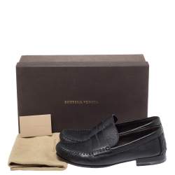 Pre Owned Bottega Veneta Black Leather Austin Penny Loafers Size 41