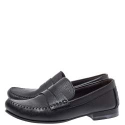 Pre Owned Bottega Veneta Black Leather Austin Penny Loafers Size 41