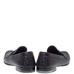 Pre Owned Bottega Veneta Black Leather Austin Penny Loafers Size 41