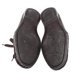 Pre Owned Bottega Veneta Brown Intrecciato Leather Driving Loafer Size 42