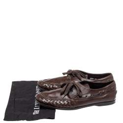 Pre Owned Bottega Veneta Brown Intrecciato Leather Driving Loafer Size 42