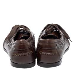 Pre Owned Bottega Veneta Brown Intrecciato Leather Driving Loafer Size 42