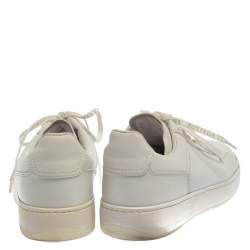 مملوكة مسبقًا Bottega Veneta White Leather Lace Up Sneakers Size 41