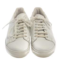 مملوكة مسبقًا Bottega Veneta White Leather Lace Up Sneakers Size 41