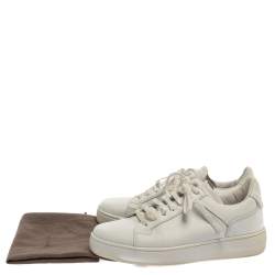 مملوكة مسبقًا Bottega Veneta White Leather Lace Up Sneakers Size 41