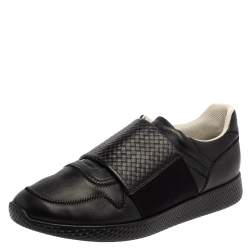 Bottega Veneta Black Intreciatto Leather Low Top Sneakers Size 43