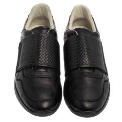 Bottega Veneta Black Intreciatto Leather Low Top Sneakers Size 43
