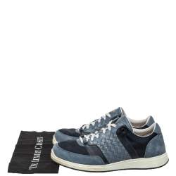 Pre Owned حذاء رياضى بوتيغا فينيتا منخفض من أعلى نايلون وسويدى أزرق مقاس 42