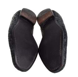 Pre Owned Bottega Veneta Black Intrecciato Leather Loafer Size 42.5