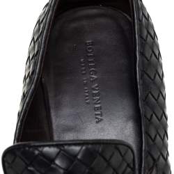 Pre Owned Bottega Veneta Black Intrecciato Leather Loafer Size 42.5