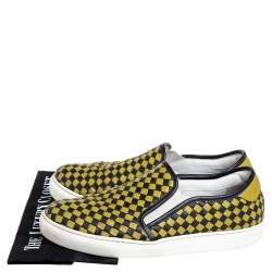 Bottega Veneta Yellow/Black Intrecciato Leather Slip On Sneakers Size 43