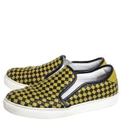 Bottega Veneta Yellow/Black Intrecciato Leather Slip On Sneakers Size 43