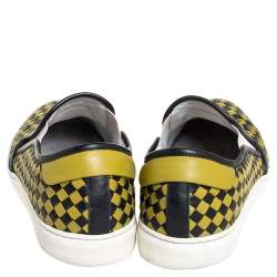 Bottega Veneta Yellow/Black Intrecciato Leather Slip On Sneakers Size 43