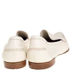 Bottega Veneta Cream Leather Pointed Toe Slip on Loafers Size 41