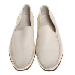 Bottega Veneta Cream Leather Pointed Toe Slip on Loafers Size 41