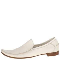 Bottega Veneta Cream Leather Pointed Toe Slip on Loafers Size 41