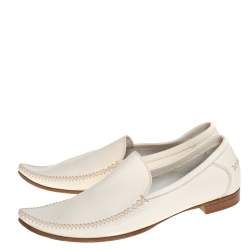 Bottega Veneta Cream Leather Pointed Toe Slip on Loafers Size 41