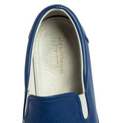 Bottega Veneta Blue Intrecciato Leather Slip On Sneakers Size 41