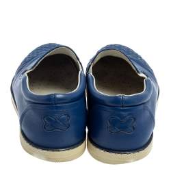 Bottega Veneta Blue Intrecciato Leather Slip On Sneakers Size 41
