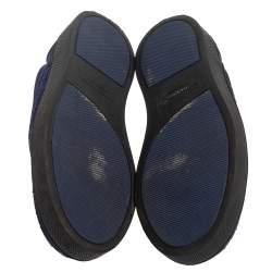 Pre Owned Bottega Veneta Navy Blue Intreciato Suede Slip on Sneakers Size 44