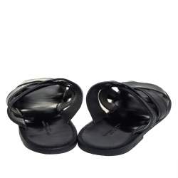 Pre Owned Bottega Veneta Black Intrecciato Leather Slide Sandals Size 42