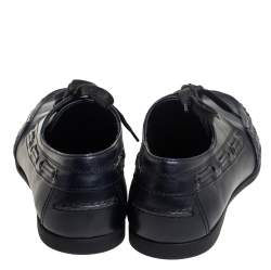 مملوكة مسبقًا Bottega Veneta Navy Blue Intrecciato and Leather Lace Up Driving Loafers Size 43