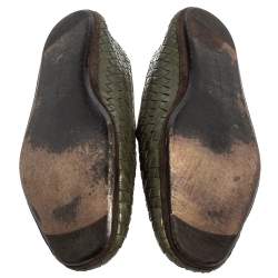 Pre Owned Bottega Veneta Green Intrecciato Leather Smoking Slippers Size 43