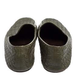 Pre Owned Bottega Veneta Green Intrecciato Leather Smoking Slippers Size 43