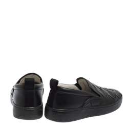 Pre Owned Bottega Veneta Black Intrecciato Leather Slip On Sneakers Size 40