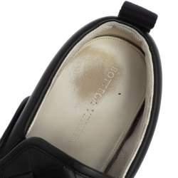 Pre Owned Bottega Veneta Black Intrecciato Leather Slip On Sneakers Size 40