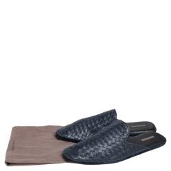 مملوكة مسبقًا Bottega Veneta  Blue Intrecciato Leather Fiandra Mules Size 42