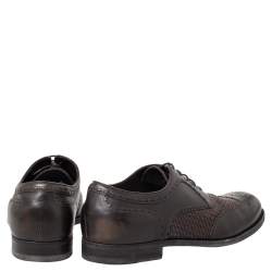 Pre Owned Bottega Veneta Black/Brown Intrecciato And Leather Brogue Oxfords Size 45