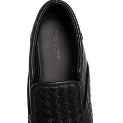 Pre Owned  Bottega Veneta Black Intrecciato Leather Dodger Slip On Sneakers Size 40