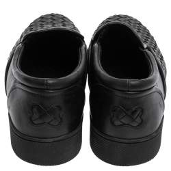 Pre Owned  Bottega Veneta Black Intrecciato Leather Dodger Slip On Sneakers Size 40