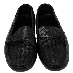 Bottega Veneta Black Intrecciato Leather Slip on Loafers Size 42.5