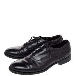 مملوكة مسبقًا Bottega Veneta Black Intrecciato Leather Lace Up Oxford Size 43