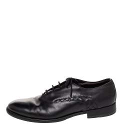 مملوكة مسبقًا Bottega Veneta Black Intrecciato Leather Lace Up Oxford Size 43