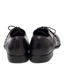 مملوكة مسبقًا Bottega Veneta Black Intrecciato Leather Lace Up Oxford Size 43