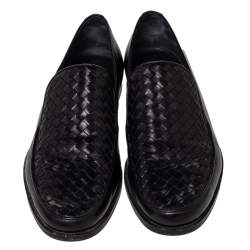 Pre Owned حذاء لوفرز بوتيغا فينيتا جلد أنترشياتو أسود مقاس 46