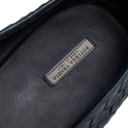 Pre Owned Bottega Veneta Blue Intrecciato Leather Smoking Slippers Size 43