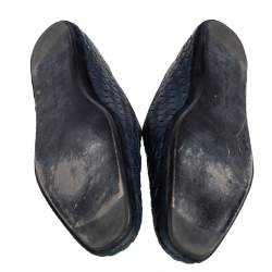 Pre Owned Bottega Veneta Blue Intrecciato Leather Smoking Slippers Size 43