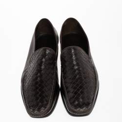 Bottega Veneta Brown Intrecciato Leather Slip On Loafers Size 41