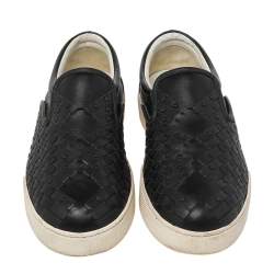 Bottega Veneta Black Intrecciato Leather Slip On Sneakers Size 41