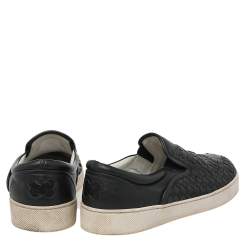 Bottega Veneta Black Intrecciato Leather Slip On Sneakers Size 41