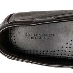 Bottega Veneta Dark Brown Intrecciato Leather Bow Slip On Loafers Size 41
