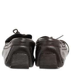 Bottega Veneta Dark Brown Intrecciato Leather Bow Slip On Loafers Size 41